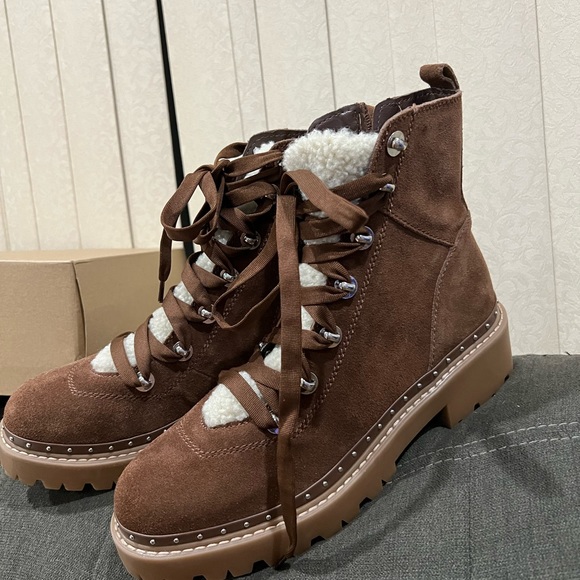 Sold NEW Steve Madden brown suede leather Sherpa boots - Picture 4 of 8